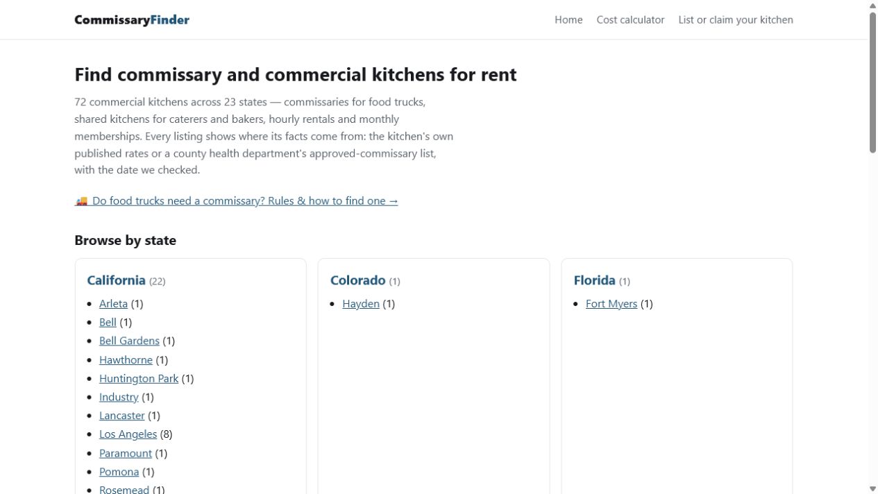 CommissaryFinder directory preview